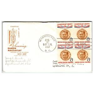 Scott #1104 1957 Ramon Magsaysay Champion of Liberty First Day Cover FDC